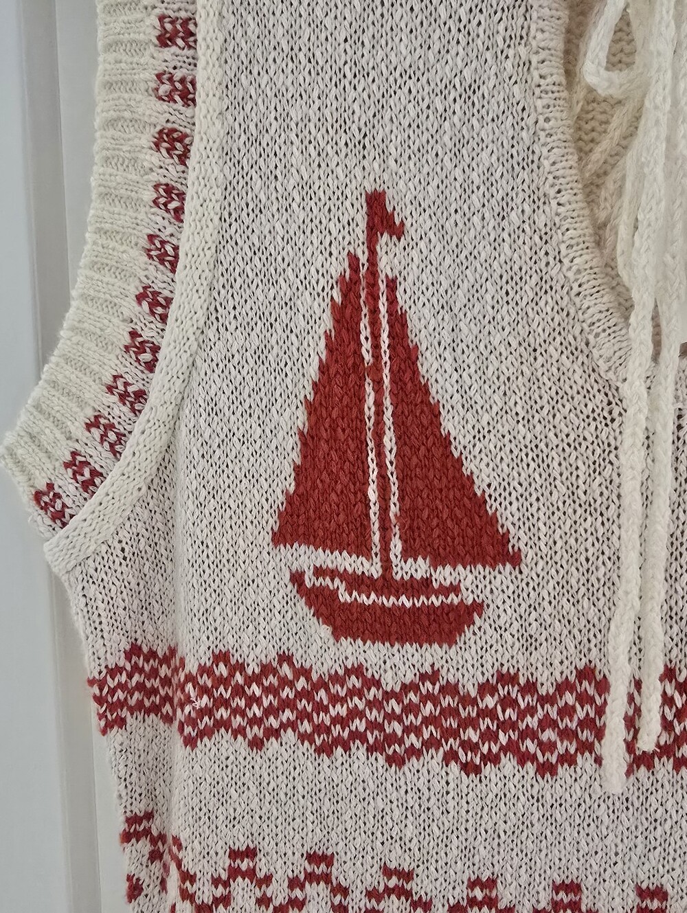 **Final Chance**NWT ANTHROPOLOGIE Moon River Red Sailboat Midi Dress Knit Bodice - Picture 5 of 5